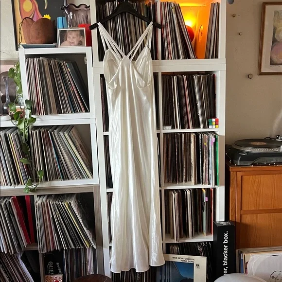 Vintage The Jessica Lynn Collection White Satin Negligée Maxi Long Slip Dress - Picture 2 of 6